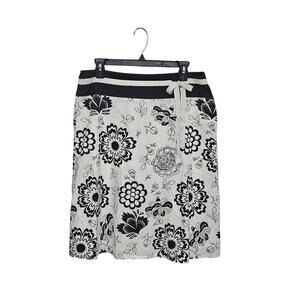 VTG Y2K Mix Nouveau Brown/Cream A-Line Floral Skirt Sz 10 Medium 100% Cotton